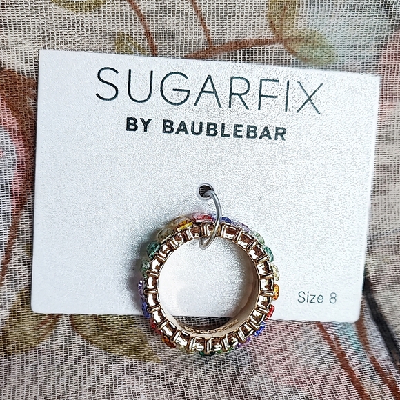 SUGARFIX by BAUBLEBAR Vibrant Pastel Gold Tone Eternity Band Size 8 Ring NEW NOC - Picture 4 of 11